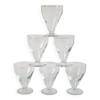 Lot de 6 verres à vin en verre soufflé début XXème