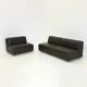 Set of 3 vintage space age modular leather sofas / armchairs in dark brown