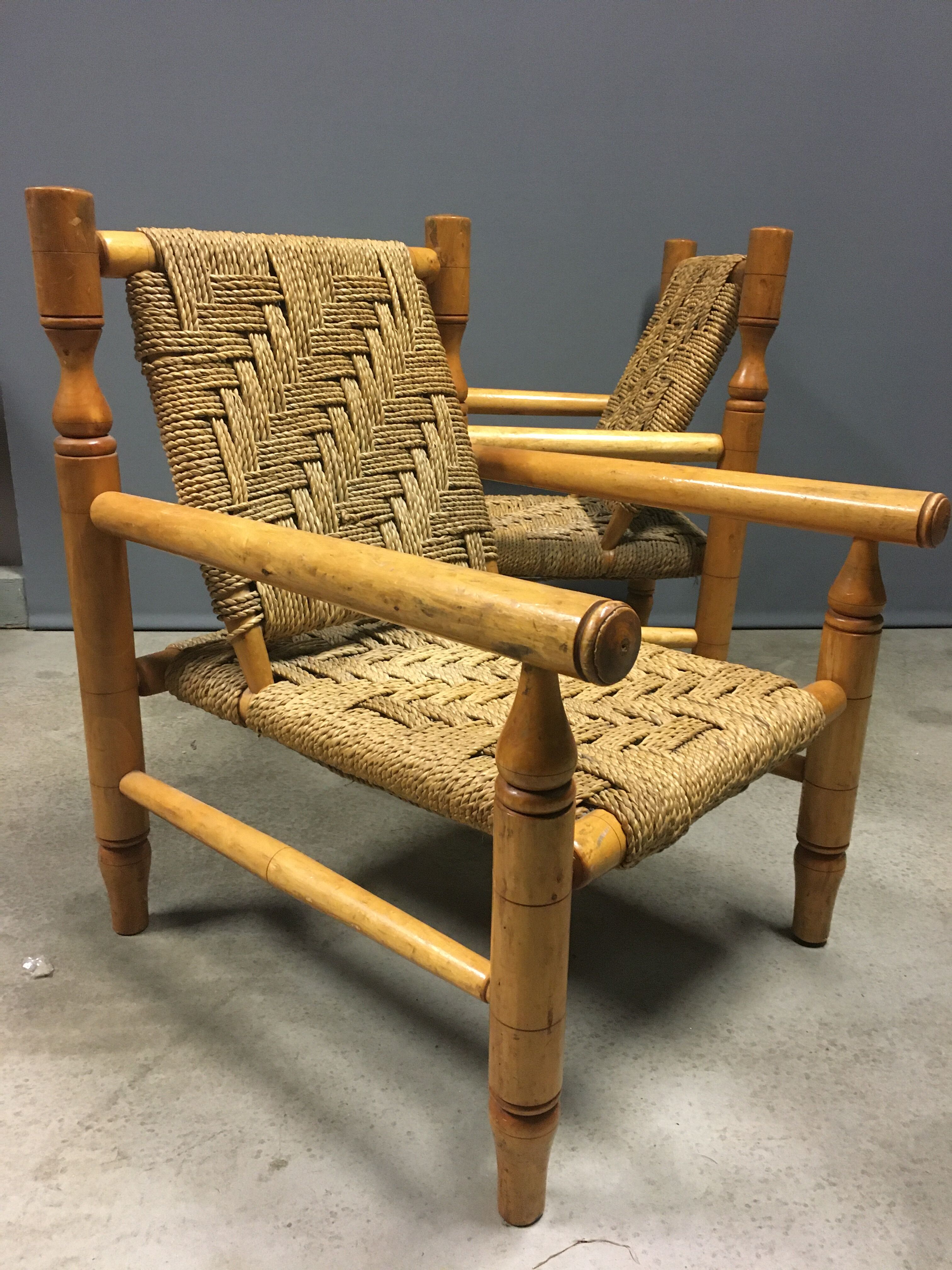 2 x Abaca French rope armchairs