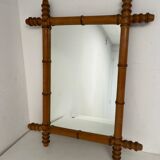 Turned wooden mirror bamboo style 1900s