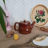 Brown ceramic teapot - vintage