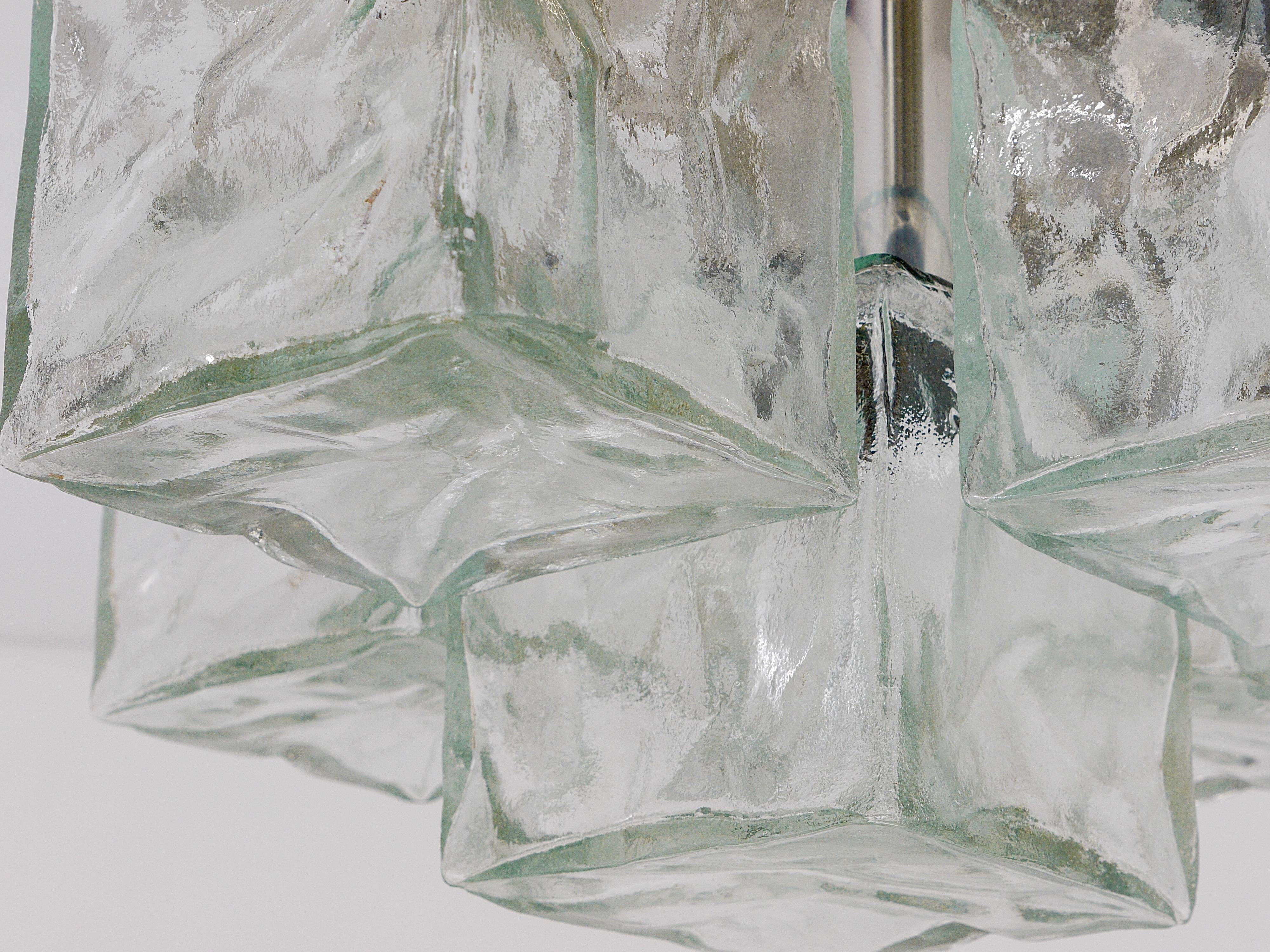 Ceiling light or wall sconce J.T. Kalmar in cubic glass, Austria, 1960s.