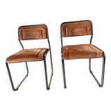 Pair of Bauhaus style dining chairs with infinity frame