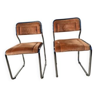 Pair of Bauhaus style dining chairs with infinity frame