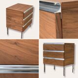 Vintage rosewood chest of drawers aluminum and chrome 1960