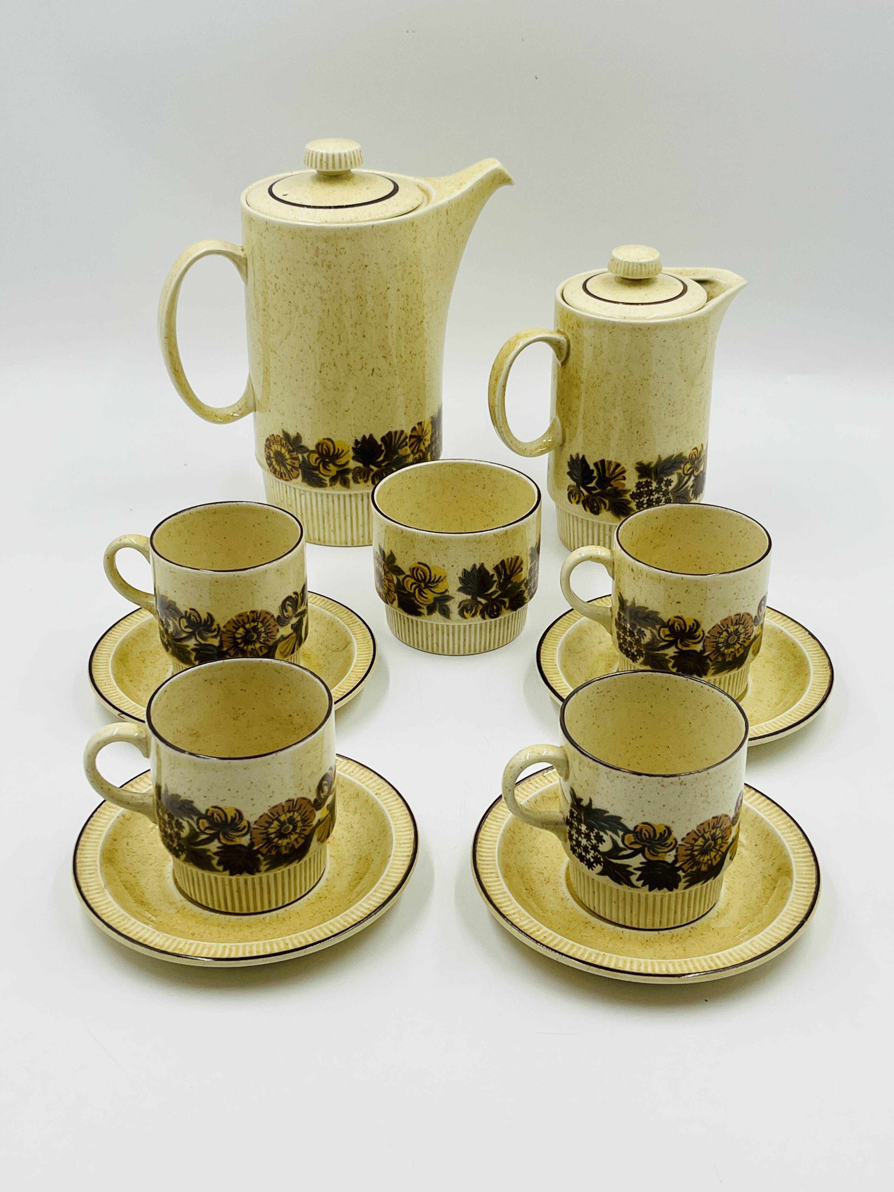 Service à café 4 personnes Poole Pottery modèle Thistlewood