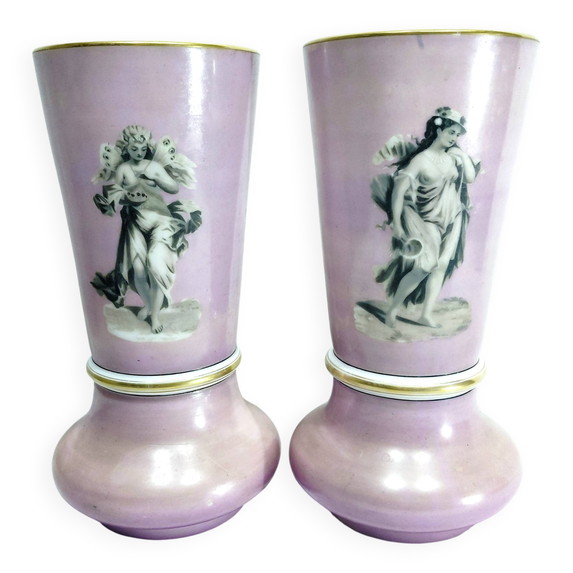Pair of pink opaline vases