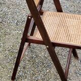 Set of 4 folding chairs wood and canning of the 70s