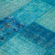 Hand-knotted oriental overdyed 170 cm x 244 cm turquoise patchwork rug