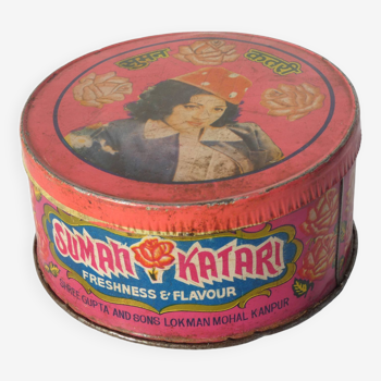 Indian round metal advertising box Sumah Katari India