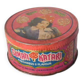 Indian round metal advertising box Sumah Katari India