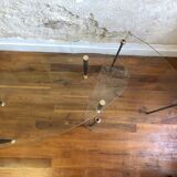 Ensemble de tables basses gigognes en verre et laiton