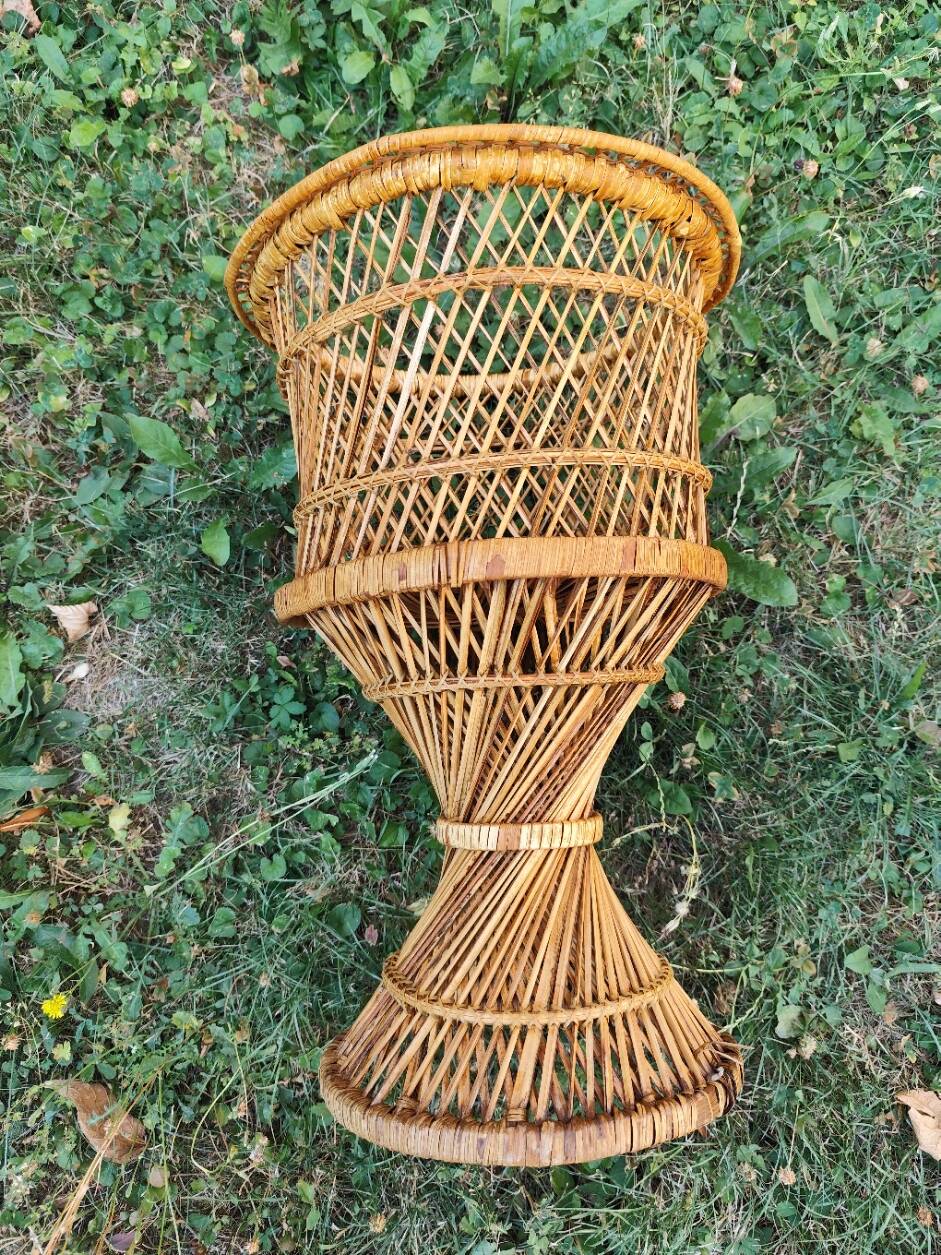 Porte plante rotin vintage