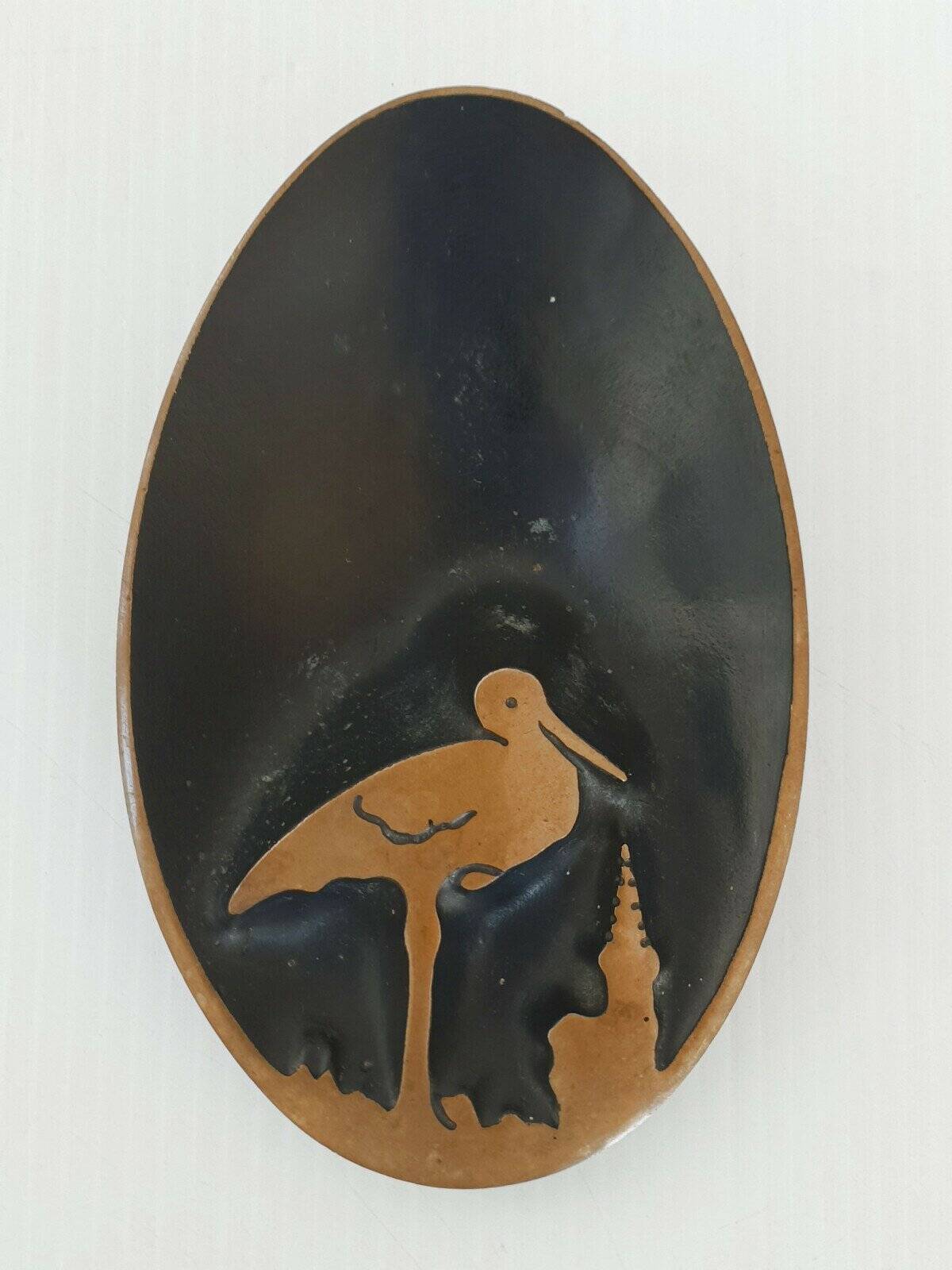 Vintage 1970s stork ashtray in gilded bronze