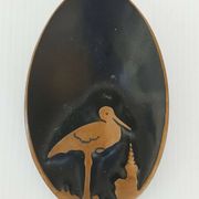 Vintage 1970s stork ashtray in gilded bronze
