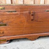 Antique camphor chest made of camphor wood and brass