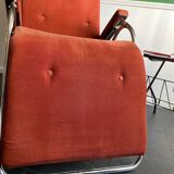 Relax armchair / chrome and velvet lounge chair produced by Lama 1970