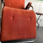 Relax armchair / chrome and velvet lounge chair produced by Lama 1970