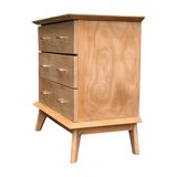 Vintage chest of drawers with compass feet, solid raw beech, 1960s