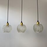 Lot 3 old vintage molded glass hanging lamp