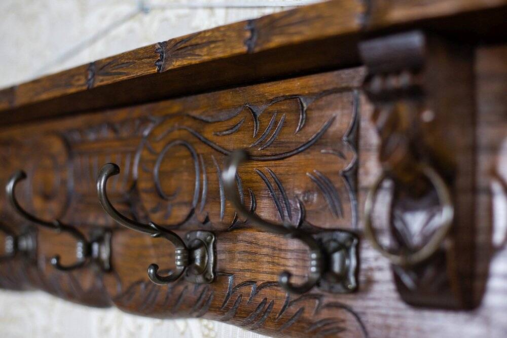 Antique Oak Coat Rack, 1890s