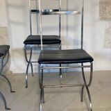 Set of 4 steel chairs with removable black seats