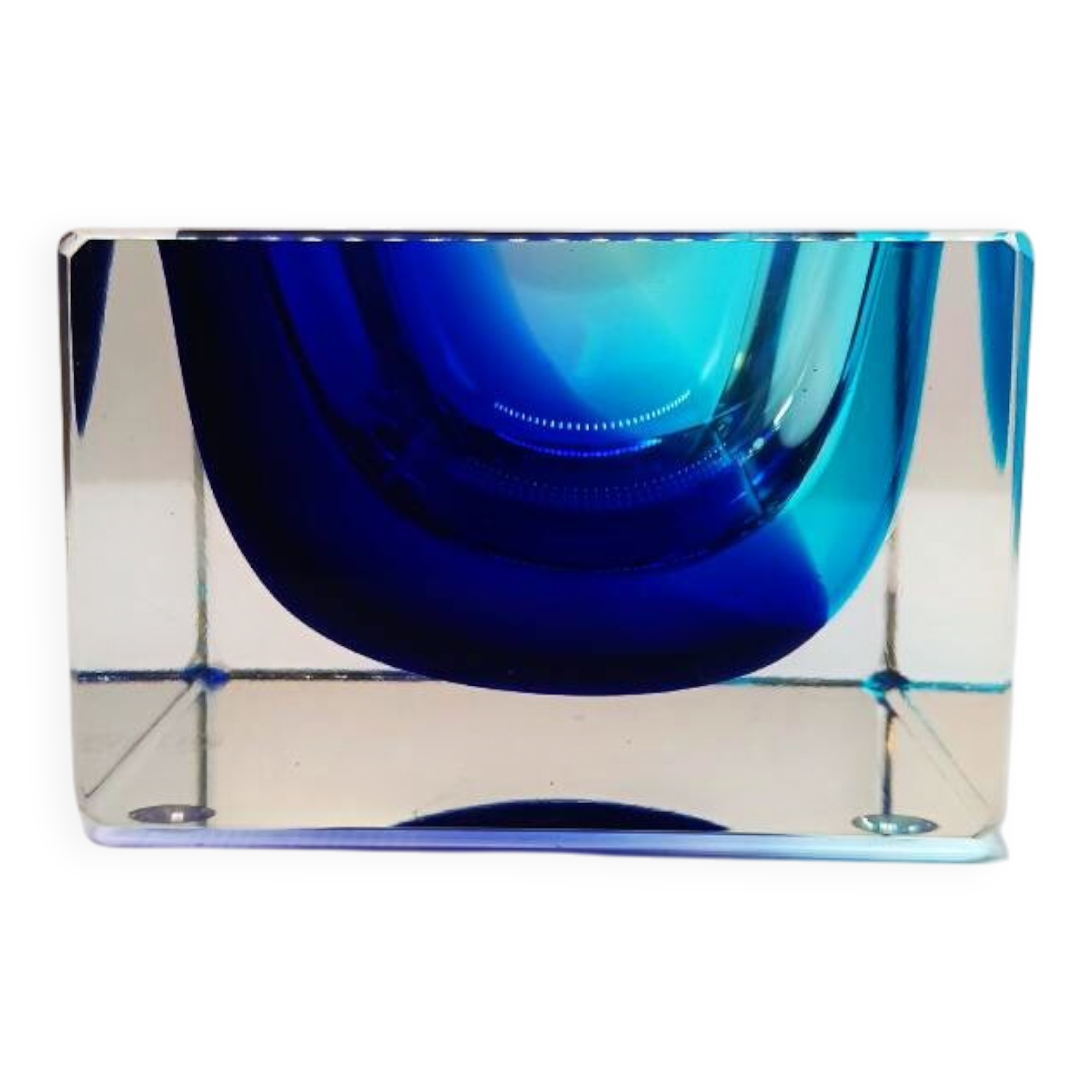 1970s Square Ashtray or Catch-all in Murano Glass by Flavio Poli.