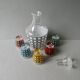 1 bottle and its 5 glasses, cannage decor, 1970s, France