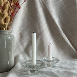 Pair of glass candle holders