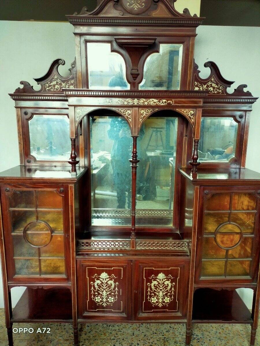 Meuble victorien marqueterie d'os 19ème siècle frank giles & co. kensington