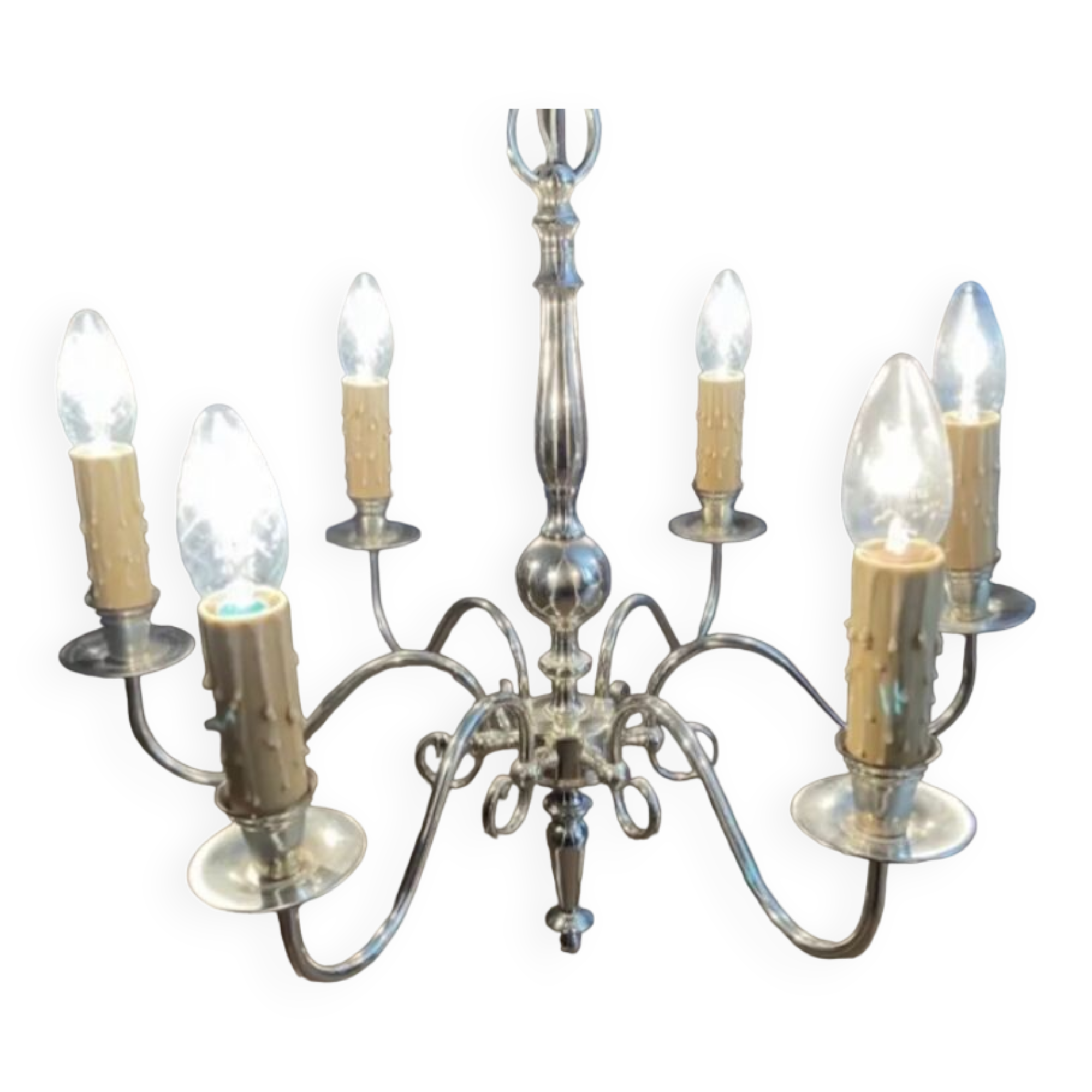 Lustre Hollandais en métal argenté XXème