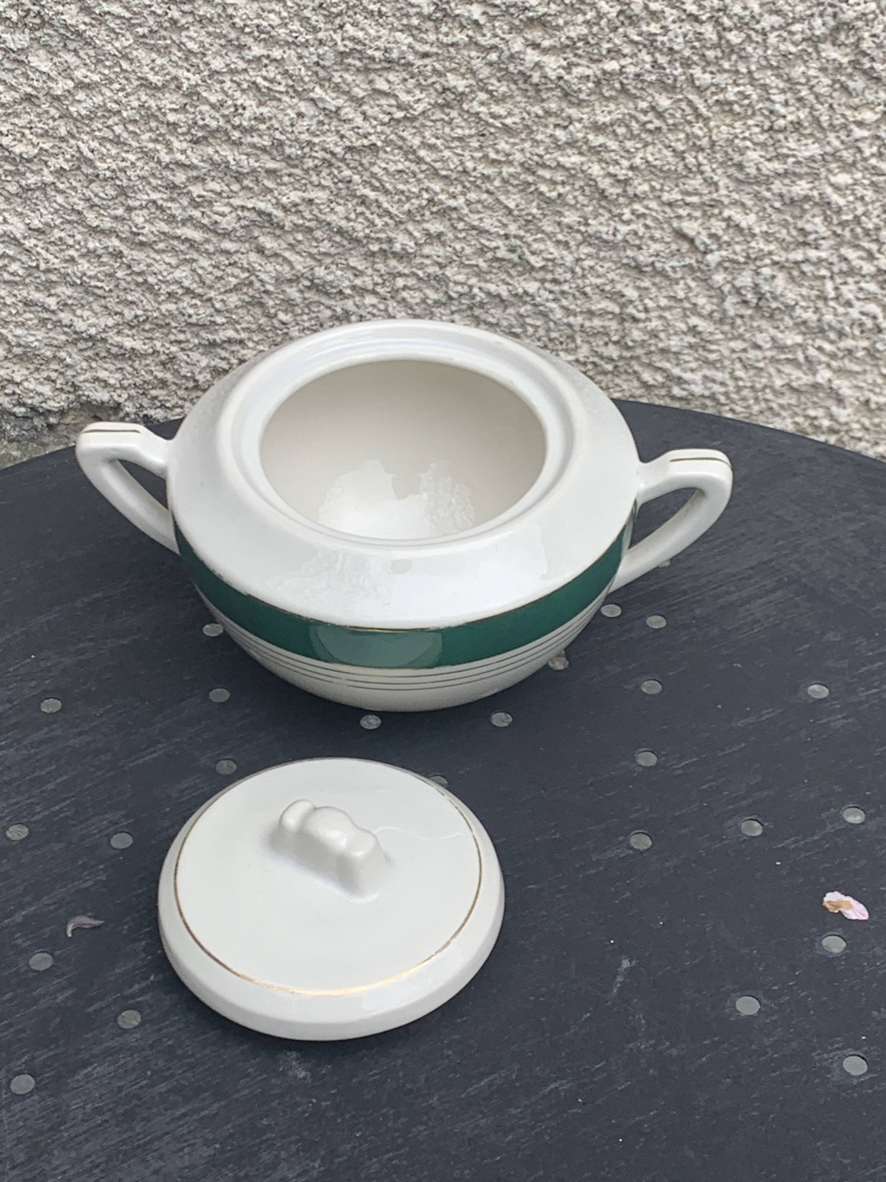 Coffee maker, milk jug and sugar bowl, Lumière, Digoin and Sarreguemines models