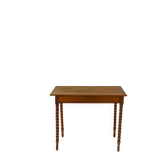 Vintage turned walnut wood console table with ball feet.