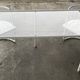 Vintage70's, Emu table in metal and glass, chairs swivelling under the table