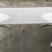 Vintage70's, Emu table in metal and glass, chairs swivelling under the table