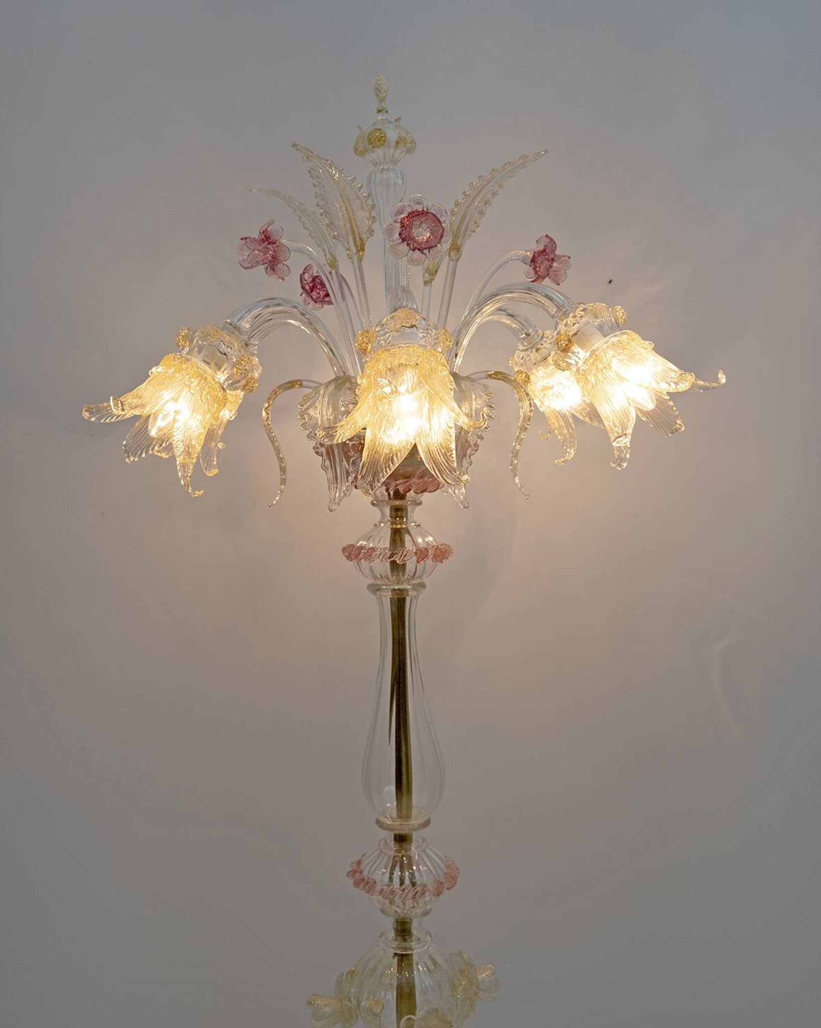 Ca'Rezzonico Blown Murano Glass 6 Arms Floor Lamp, Italy, 1950s