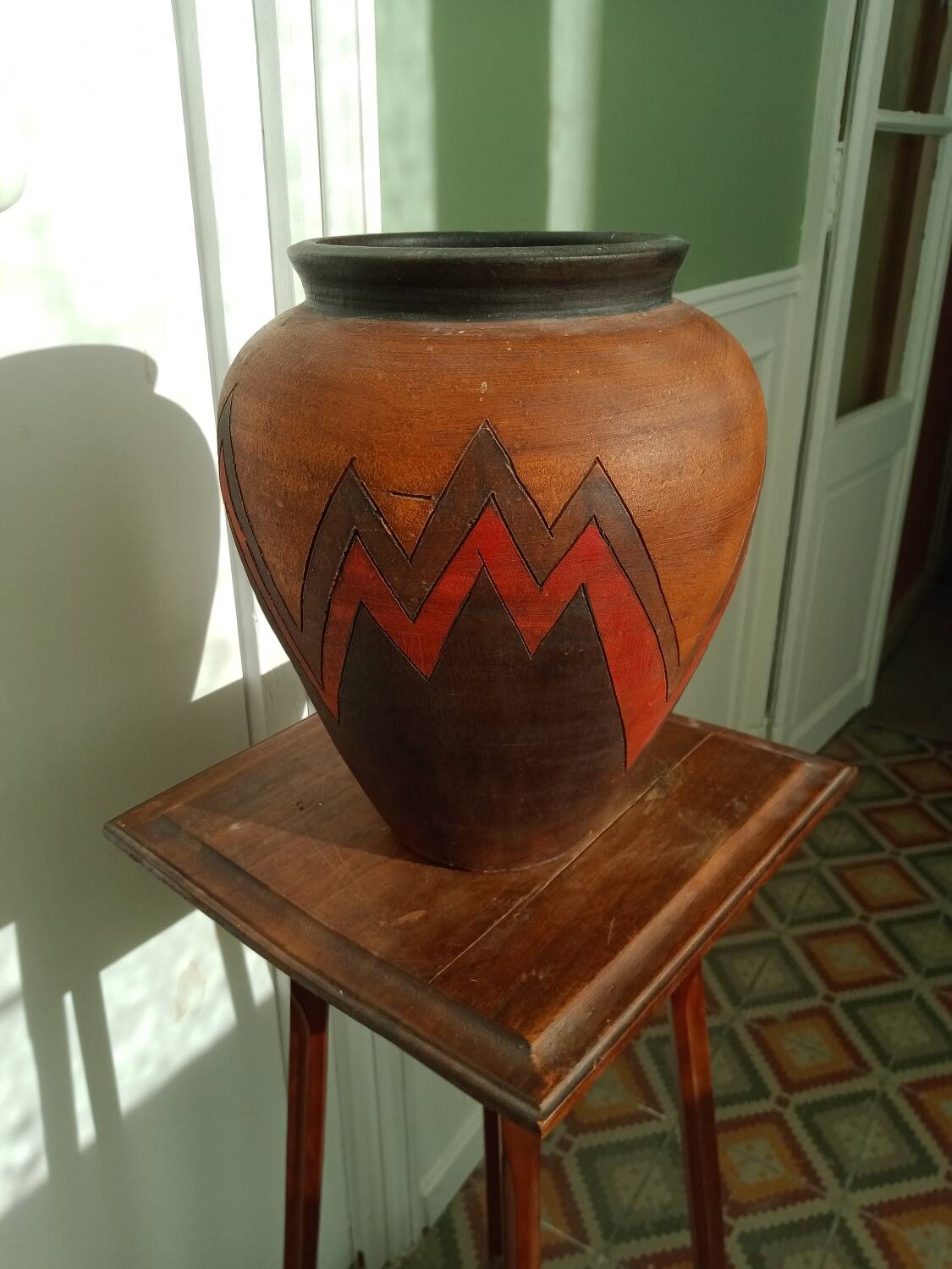 Geometric pottery vase