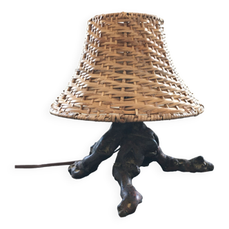 Lamp in vine roots and rattan