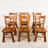 Vintage brutalist dining chairs, set of 6 - 1960s