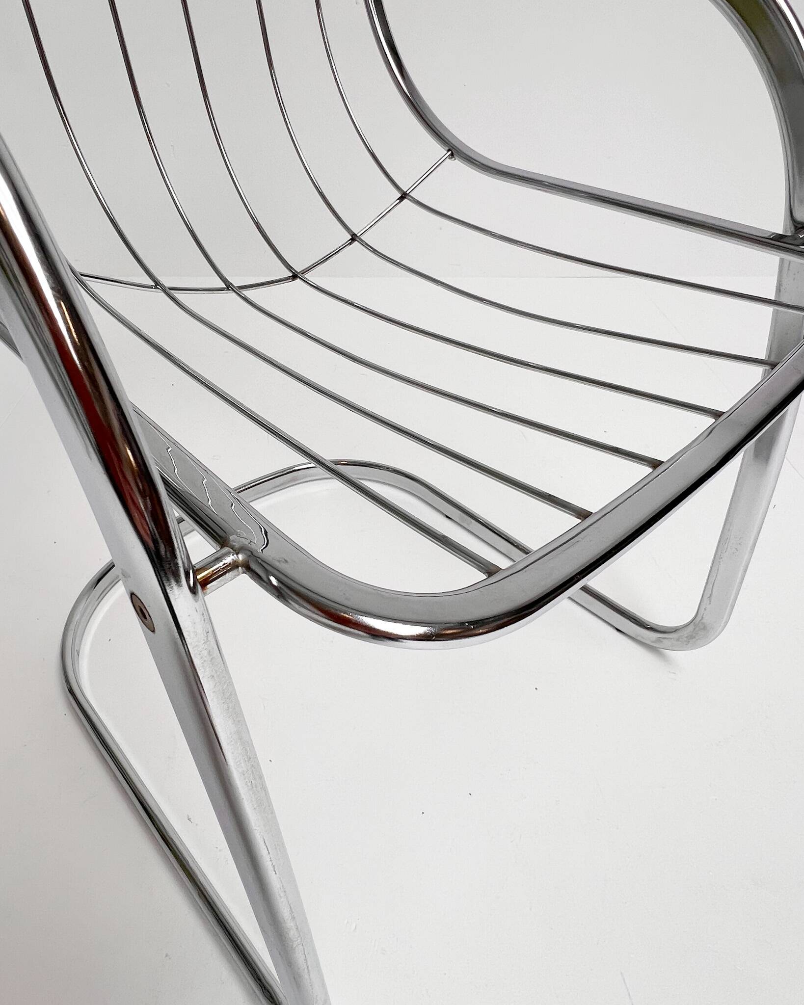 Set of 4 chrome wire chairs by Gastone Rinaldi for Rima, 1960s