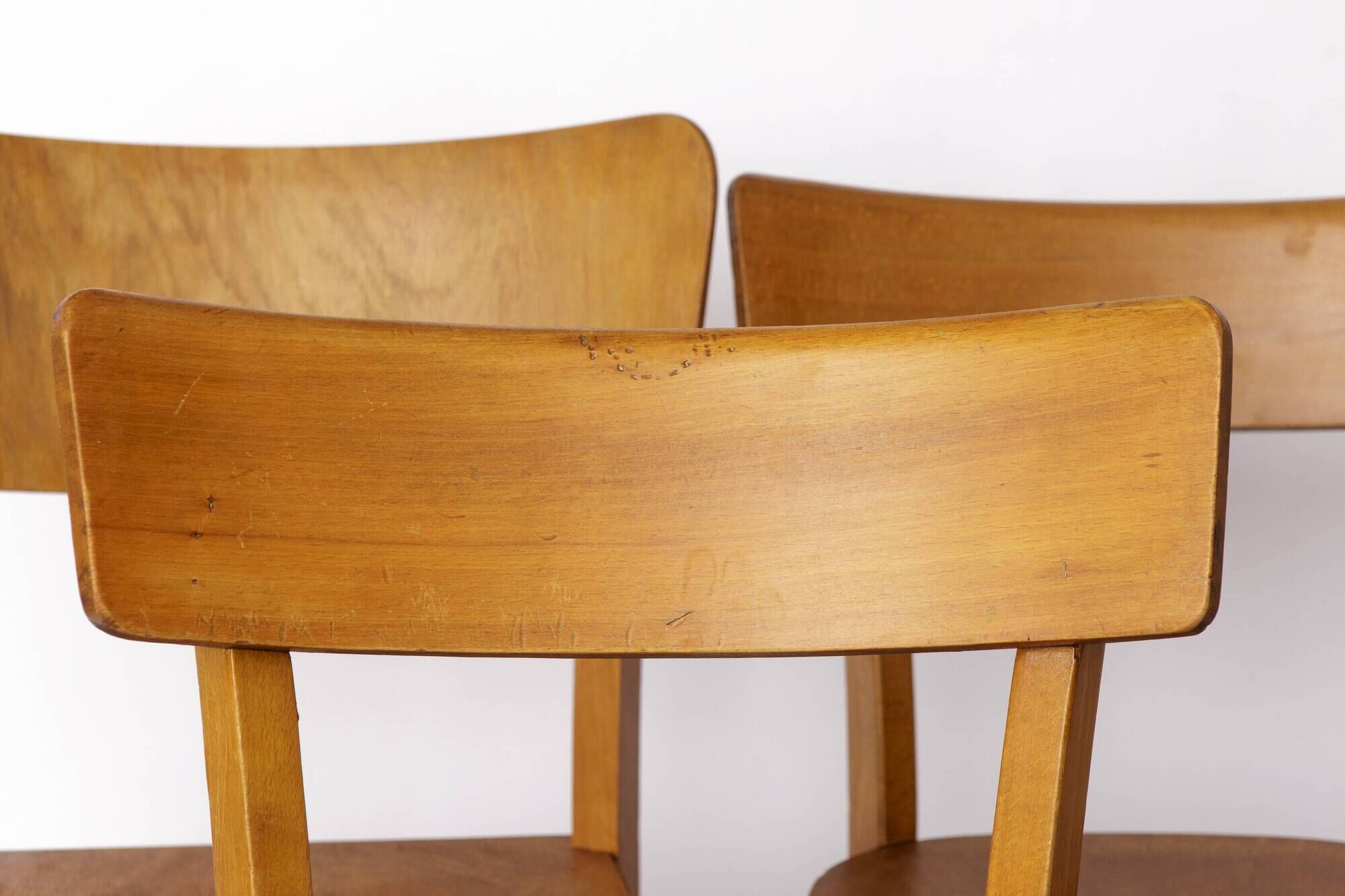 Set of 4 Vintage “Frankfurter” Dining Chairs – Beech Wood – Germany 1950s