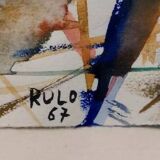 Abstract painting Rulo 1967 paper frame