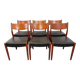 Set of 6 vintage Scandinavian Fristho Franeker chairs in teak and skai from the 60s