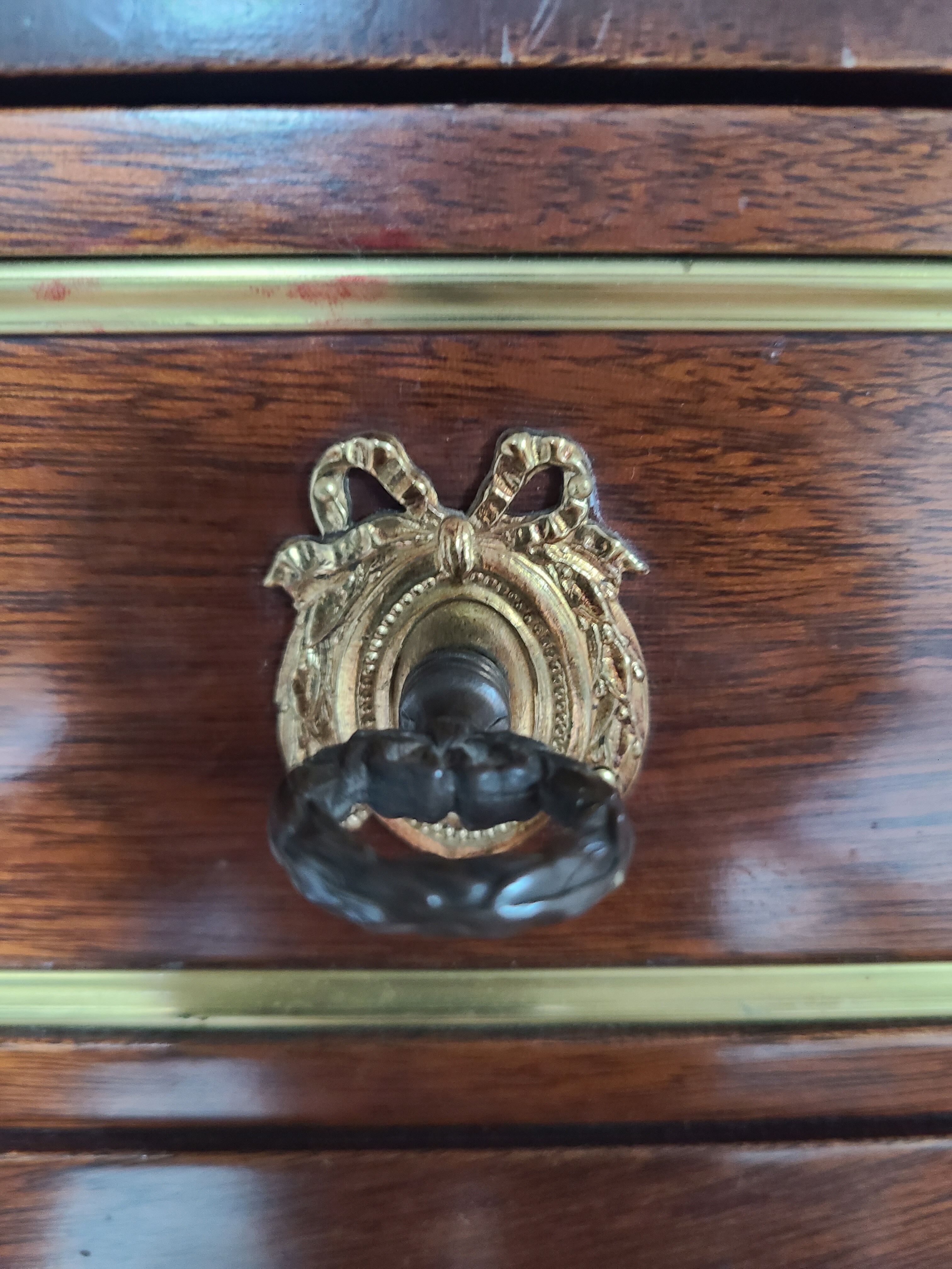Secrétaire Louis XVI acajou laqué et marbre