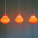 Trio de suspensions vintage en opaline orange, 1960-70