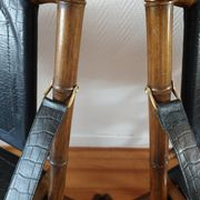 Paire de chaises pliantes safari  en cuir 1970-80