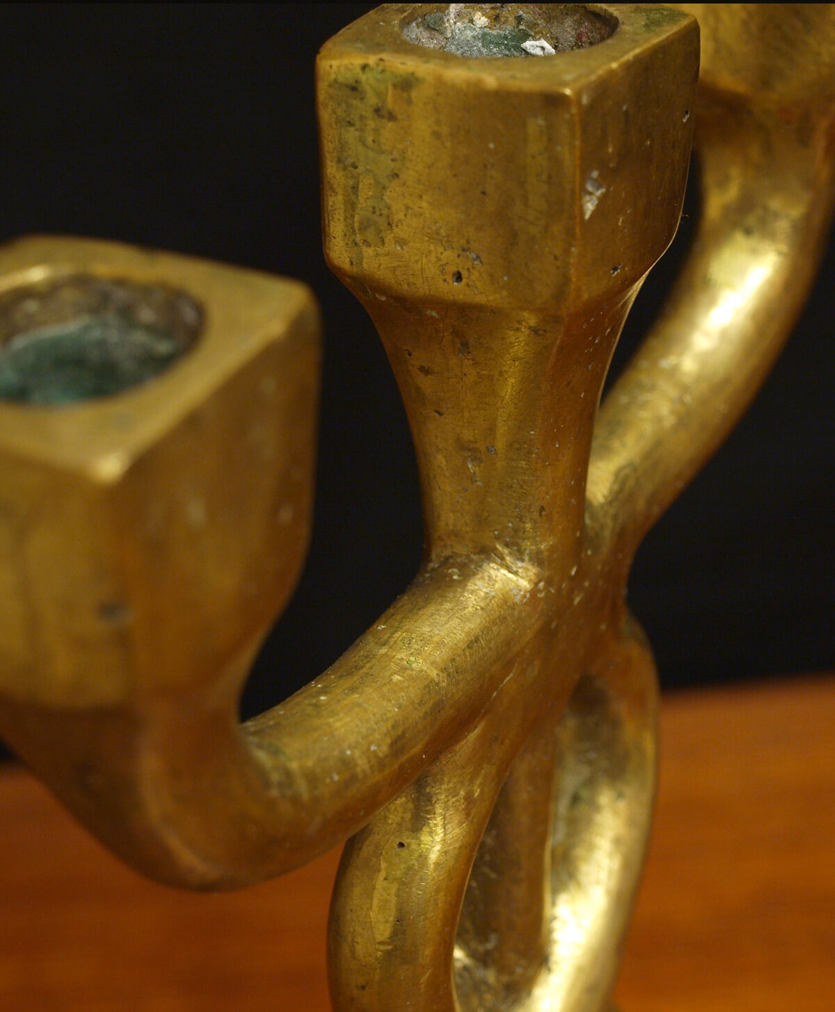 Brutalist bronze chandelier