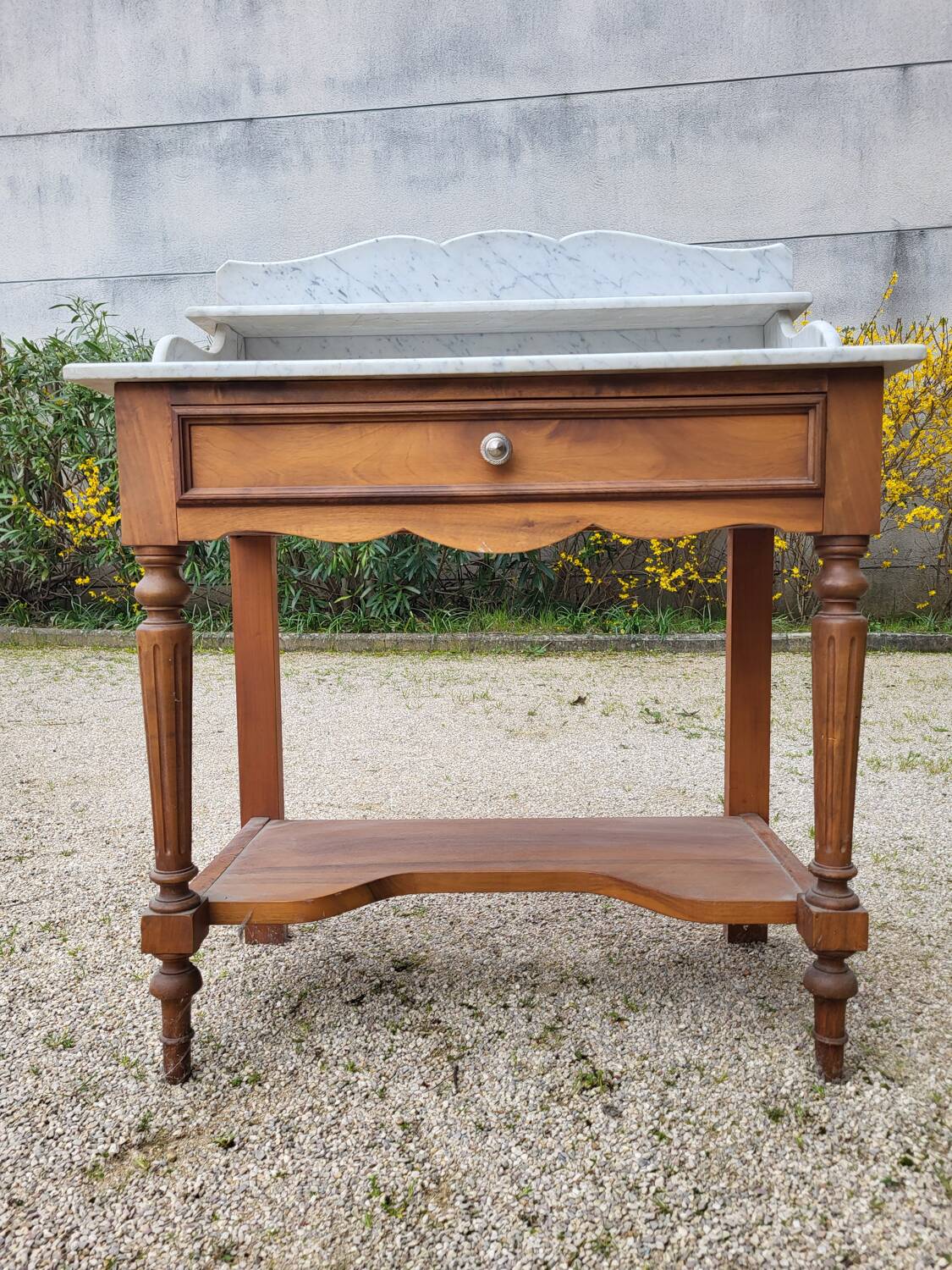 Dressing table, vintage console in white marble