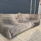 100% authentic Ligne Roset Togo 2-seater & corner diagonal striped fabric