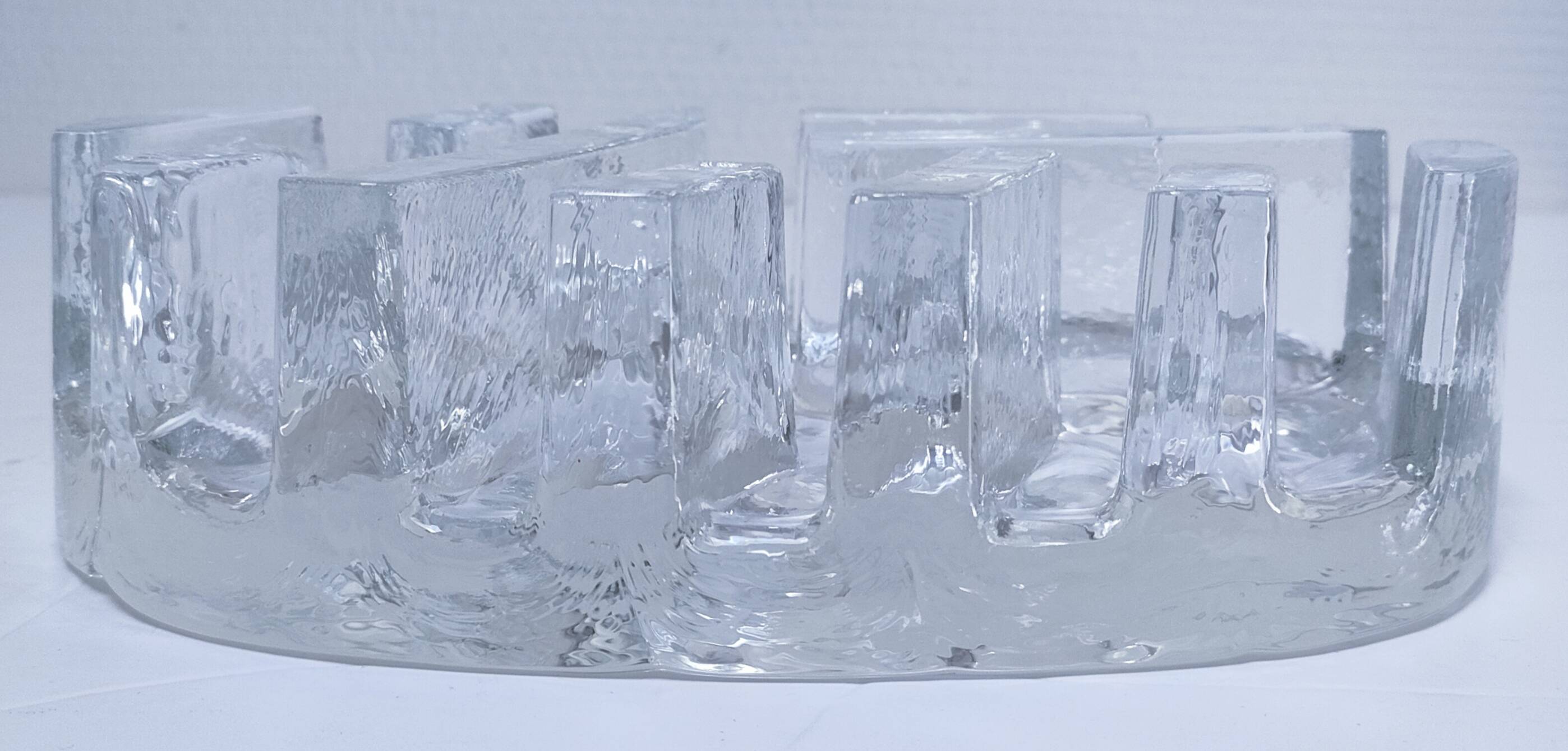 80s design sculptural glass candle holder